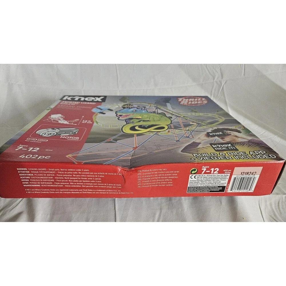 K'Nex Thrill Rides Twisted Lizard Roller Coaster Building Set 402 Pcs Open Box
